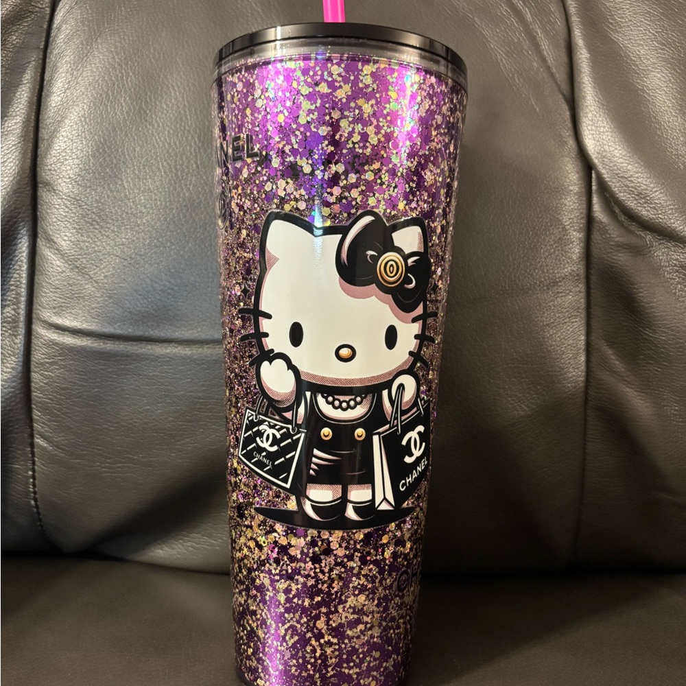 Hello Kitty Purple and Gold Glitter 24oz Acrylic Snowglobe